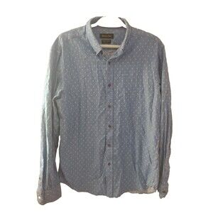 Massimo Dutti Button Up Mens Blue Chambray Pattern Size Large Long Sleeve